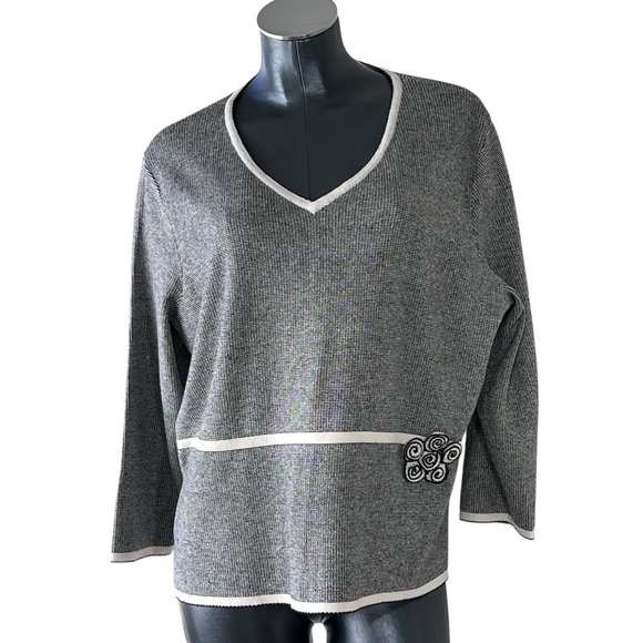 JONES NEW YORK Woman Long Sleeve Black White Sweater Top Sz 2X - Picture 8 of 16